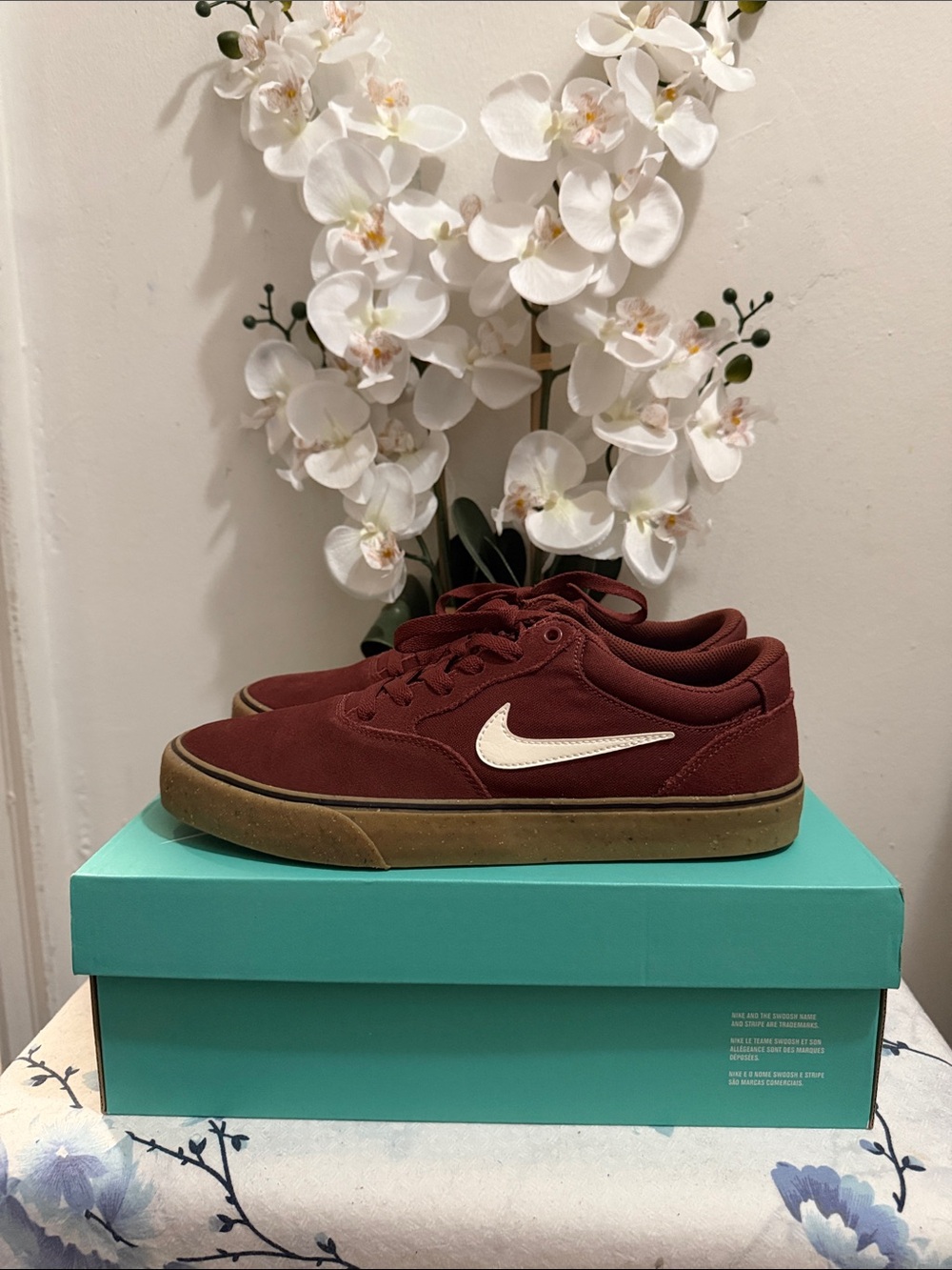 Nike Men’s Maroon Skate Sneakers with White Swoosh
